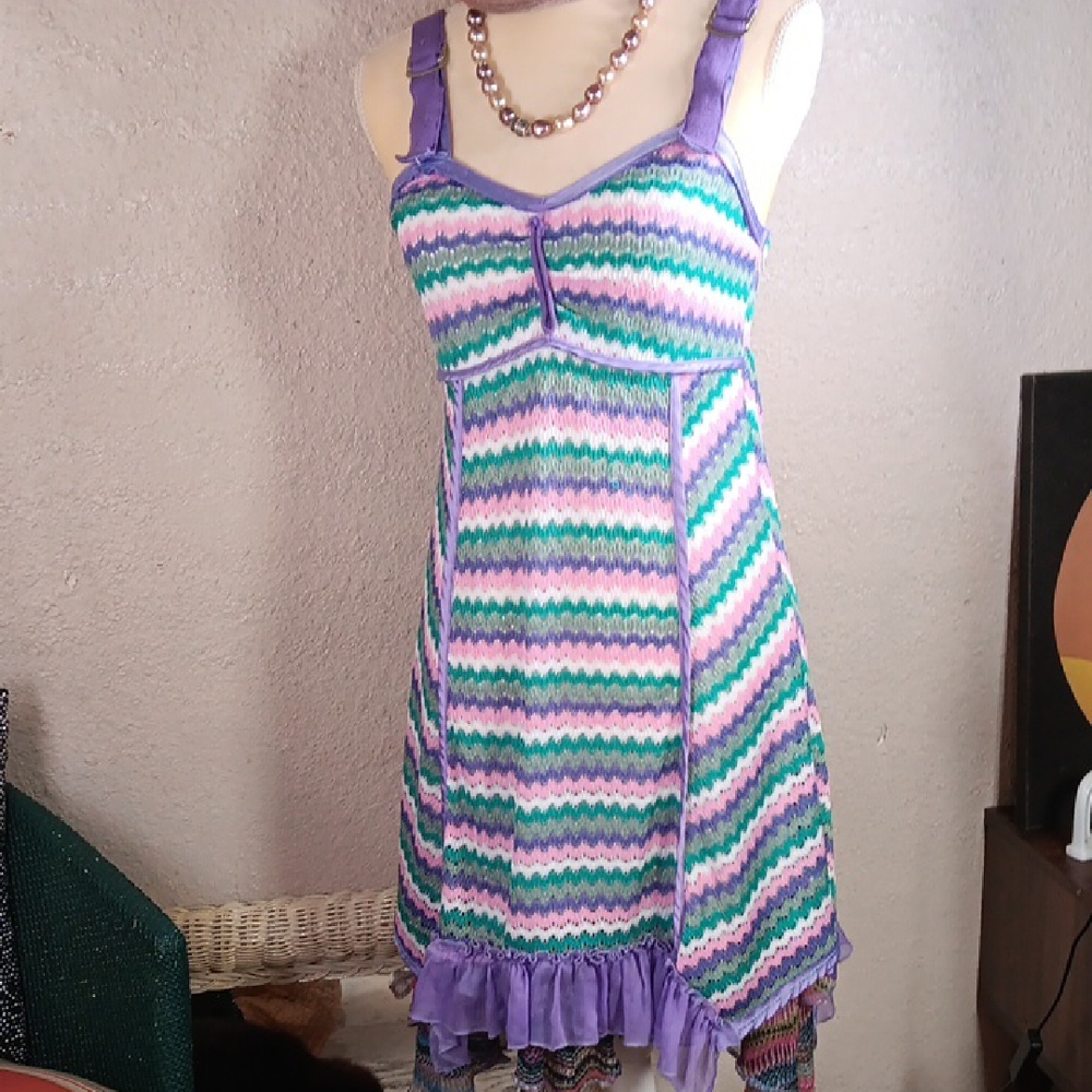 Pastel Crochet Bodycon Dress Size S Forla Paris France